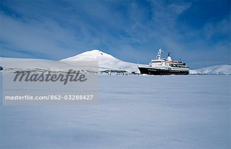 Cruise ship garaged in sea-ice.