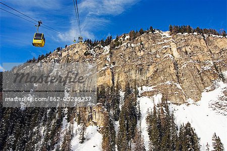 Mayrhofen Ski Resort Cable Car on cliff