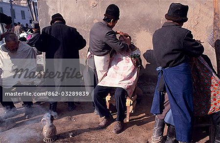 The Barber's section,Kashgar market.