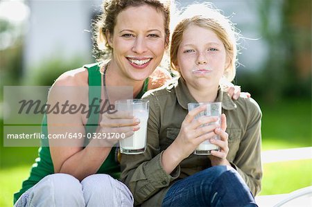 Mutter und Tochter Konsummilch