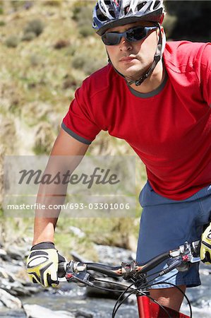 Cyclist in field