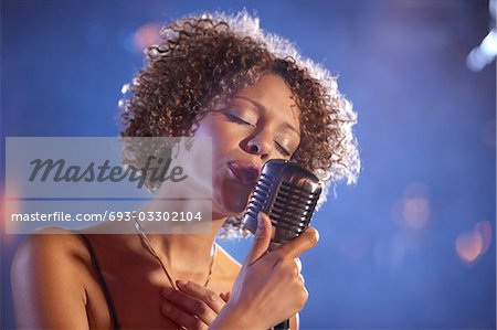 Jazz singer on stage, portrait