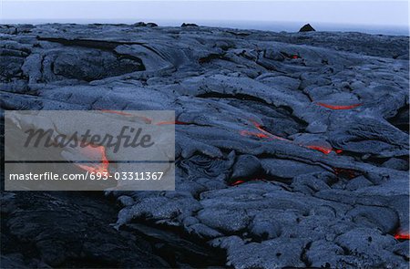 USA, Hawaii, Big Island, Volcanos National Park, cooling lava