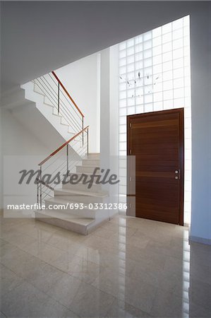 Cyprus, entrance hall and staircase of contemporary house