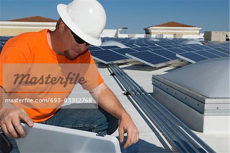Electrical Engineer Working at Solar Power Plant