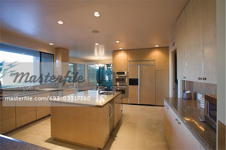 Open plan kitchen in neutral colours, Palm Springs