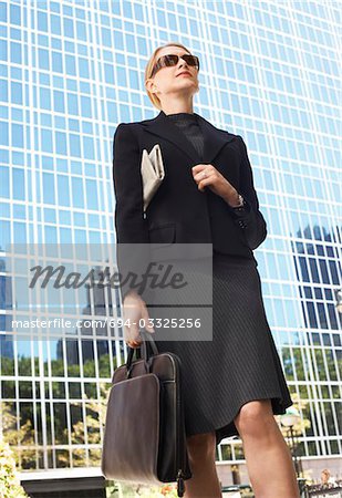 Businesswoman outside office building
