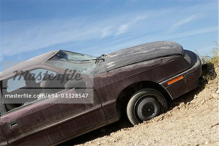 Abandoned car on roadside