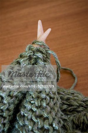 Close Up of Yarn and Knitting Needles