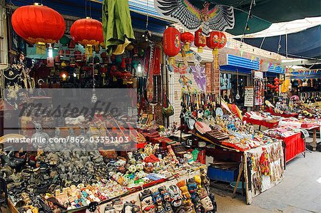 Tourist market in the Muslim Quarter,home to the city's Hui community,Xian City,Shaanxi Province,China