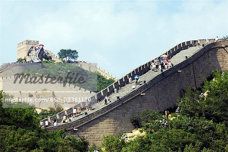 Great Wall of China at Badaling. First built during the Ming dynasty (1368-1644) and restored in the 1980s at the Unesco World Heritage Site near Beijing