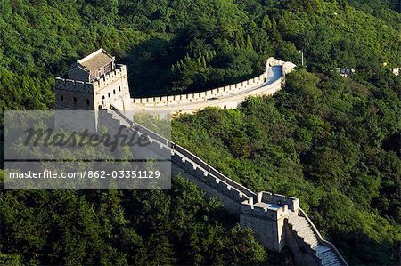 Great Wall of China at Badaling. First built during the Ming dynasty (1368-1644) and restored in the 1980s at the Unesco World Heritage Site near Beijing