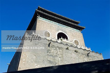 China, Peking, der Glockenturm. 1273 Markiert das Zentrum des mongolischen Reiches erbaut.