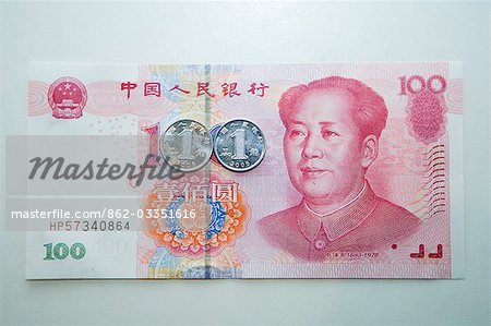 China. Chinesisches Geld 100 Yuan bank Hinweise.