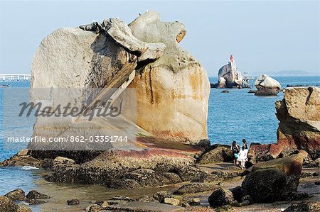 China,Fujian Province,Xiamen. A huge rock on the beach at Gulang Yu island