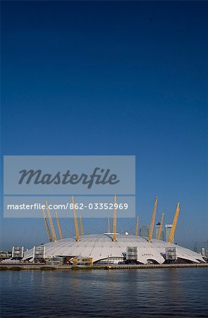 Millennium Dome viewed from the River Thames in the early morning