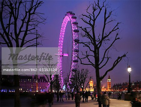 England,London,Jubilee Gardens. The London Eye also known as the Millennium Wheel.