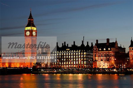 England, London, Westminster. Big Ben, the Houses of Parliament und Westminster Abbey.