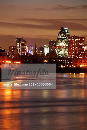 England,London. View toward the city from Canary Wharf.