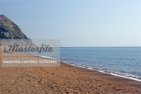 Angleterre, Dorset, Seatown. Les plages de galets de la région de patrimoine de l'UNESCO de la Côte Jurassique, près de la petite colonie de Seatown