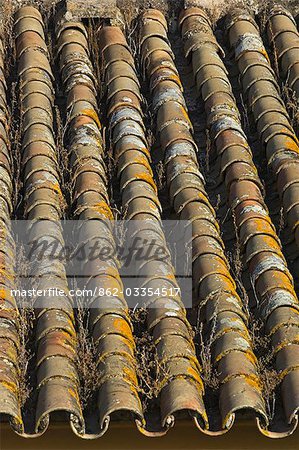 Lines of terracotta tiles on a roof in Seville,Spain