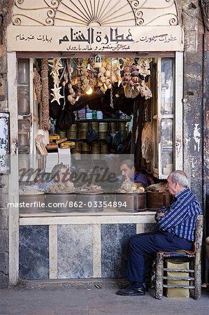Passing the time in the souq on Straight Street,Damascus,Syria