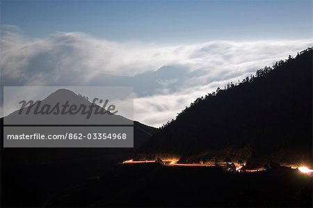 Taroko Gorge National Park Hohuanshan,Hehuan mountain car light trails