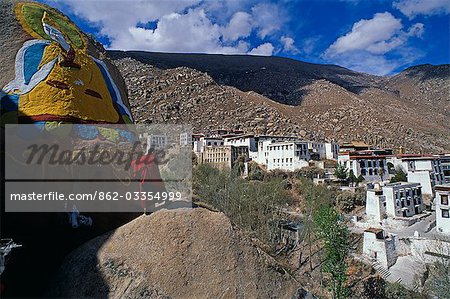 Pabonka Monastery. First built in the 7th Century and among one of Lhasa's most ancient sites,this small monastery has been rebuilt and restored several times. It is believed that the Tibetan alphabet was invented here by a monk.