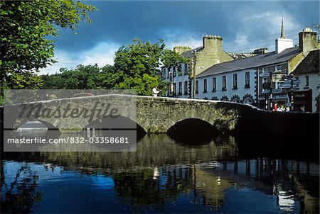 Bridge over a river in front of buildings, The Mall, Westport, County Mayo, Republic Of Ireland