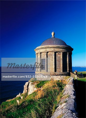 Mussenden Temple, Downhill Estate, Co Derry, Ireland; 18th century building on the cliffs over the Atlantic (National Trust property)