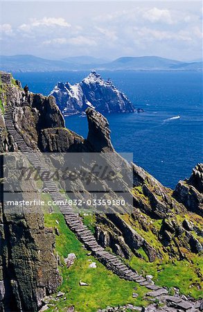 Stone stairway, Skellig Michael, Skellig Islands, County Kerry, Ireland