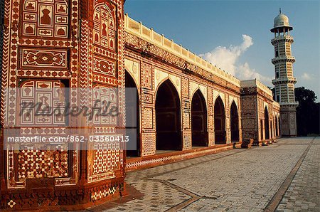 Jehangir's Mausoleum. Built in 1637 AD by his son,Shah Jahan,the marble and sandstone tomb of the Mughal emperor is decorated with pietra dura.