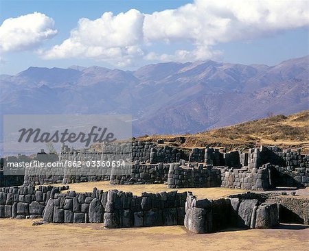 Massive walls of Sacsayhuaman overlooking Cusco. Massive walls of Sacsayhuaman overlooking Cusco.