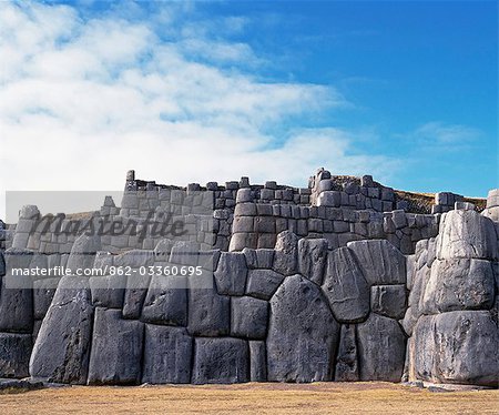 Massive walls of Sacsayhuaman a fortress just above the Inca capital
