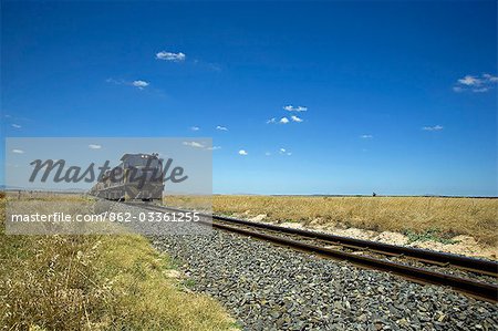 South Africa,Western Cape,Cape Province,Darling. One of the longest ore train in the world crosses the open farmland of Swartland and the Western Cape.