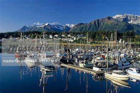 Boats Docked at Boat Harbor, Ft. Seward, Southeast Alaska, Summer