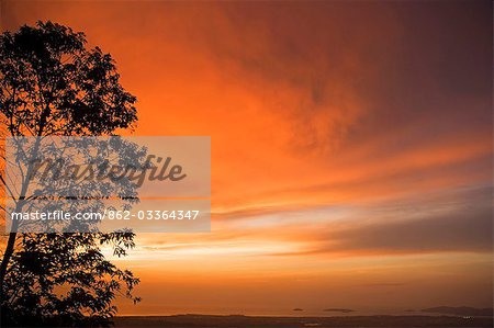 Sunset over the South China Sea and Kota Kinabalu,Sabah,Borneo