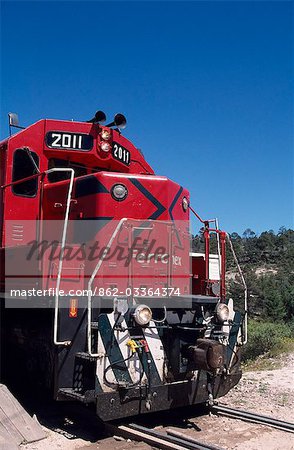 Un moteur de locomotive du chemin de fer Chihuahua-Pacifico.