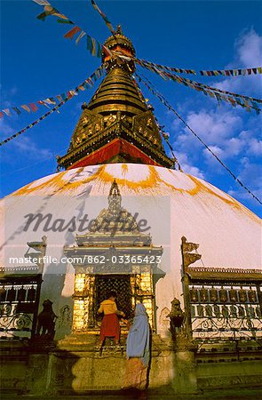 Machen ein Angebot, Swayambhunath Stupa Tempel Monkey