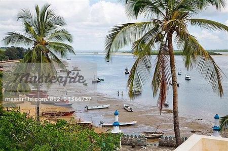 Insel Lamu, Kenia Shela. Der kleine geschützte Hafen bei Shela auf Lamu Insel.