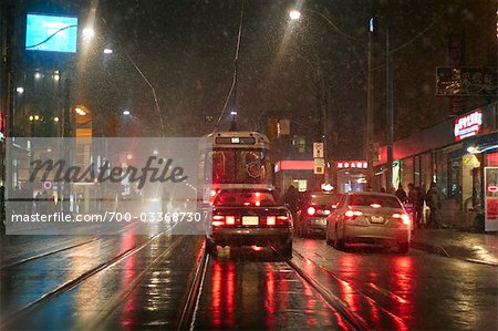 Streetcar at the Intersection of Dundas Street and Spadina Avenue, Chinatown, Toronto, Ontario, Canada Streetcar at the Intersection of Dundas Street and Spadina Avenue, Chinatown, Toronto, Ontario, Canada