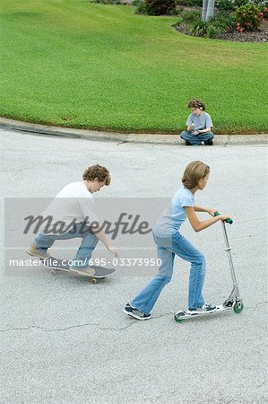 Children playing in suburban street