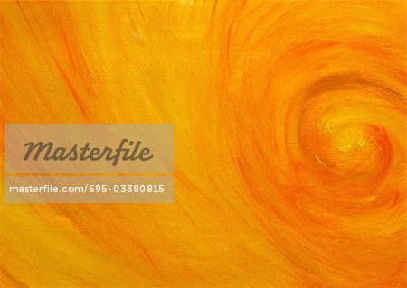 Yellow-orange painted swirl, close-up, full frame