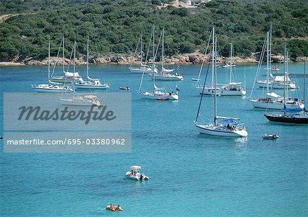 France, Corsica, sail boats in harbor