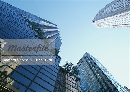 United States, New York, skyscrapers, low angle view