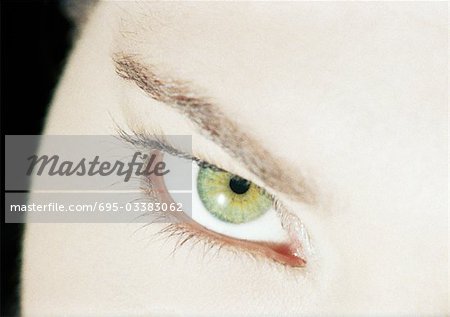 Woman's green eye, close up.