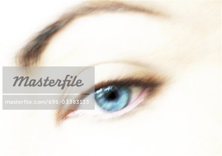 Woman's blue eye, close-up