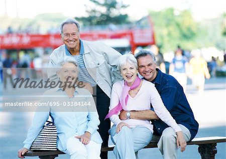 Group of mature people on a bench, portrait