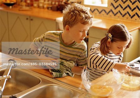 Children in kitchen