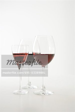 Assorted red wines in glasses